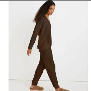 🪐 Madewell Asherton Brown Wool Sweater Lounge Set - Large 🪐